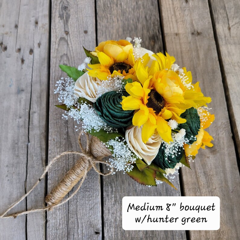 Summer Bridal Bouquet Wood Flower Bouquet Sunflower Wedding Etsy