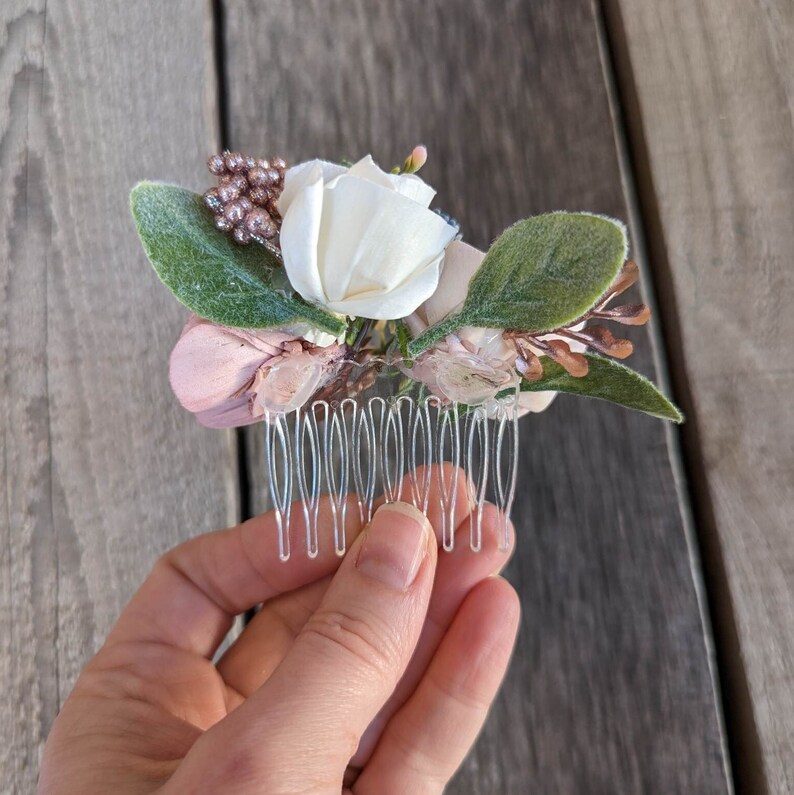 Small Floral Hair Comb, Bridal Hair Piece, Flowers for Hair, Wedding Bridal Accessories, Flower Girl Hair Accessory image 7