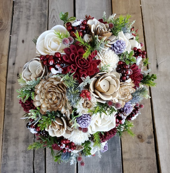w.o.d.　F.L.O.W.E.R.S. Vivid Sola Wood Flower Bridal Bouquet: Fuchsia, Pink, Blue