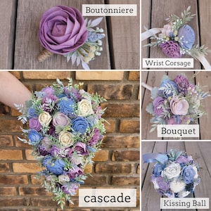 Rustic Navy and Dusty Blue with Burlap Sola Wood Flower Bouquet image 5