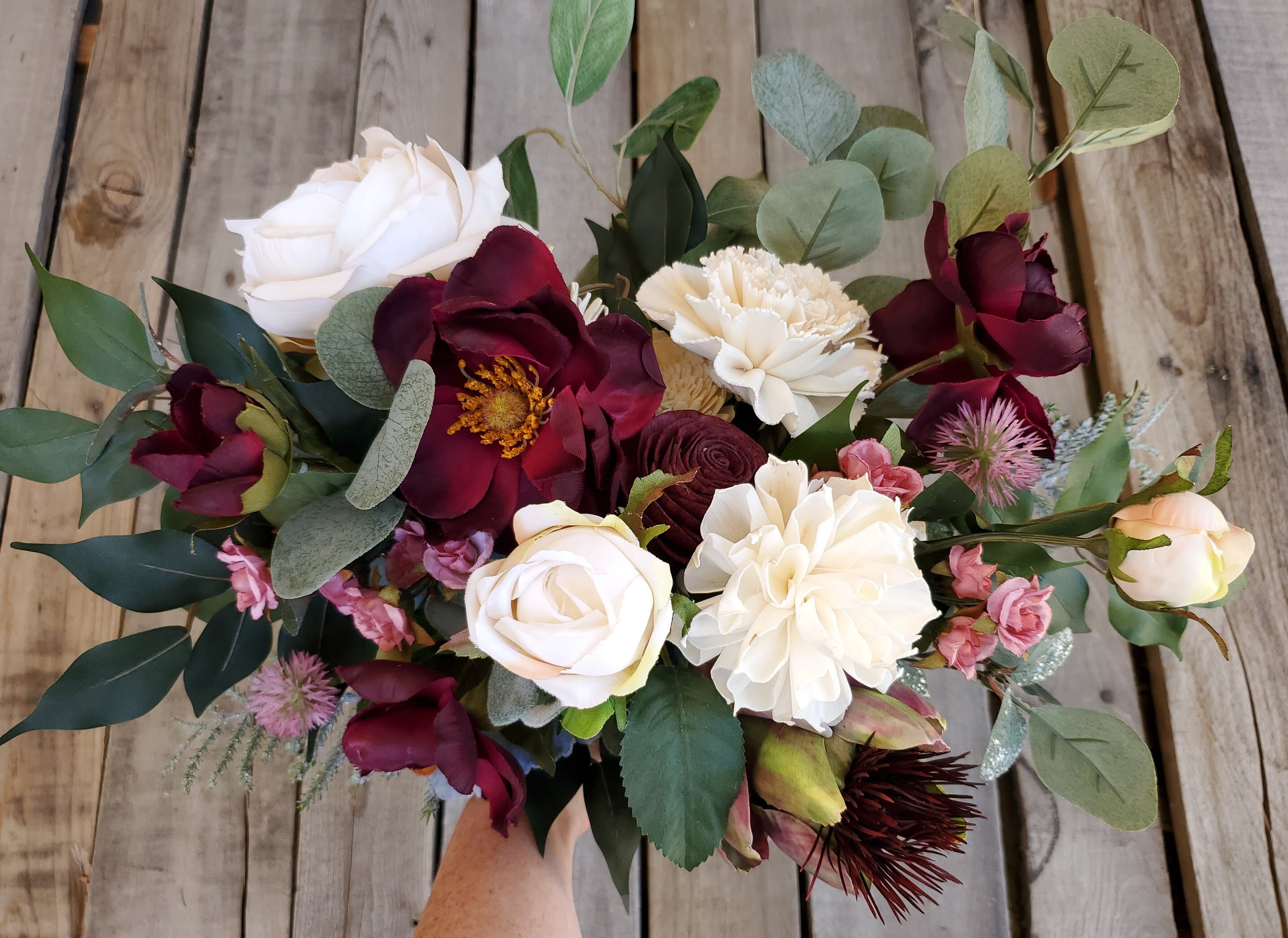 30 Off Tomorrowburgundy Wine Champagne Blush Sola Wood Flower Bouquet And Dried Flowers Stella Designs Style 209 Accessories Bouquets Corsages Amigo Royan Com
