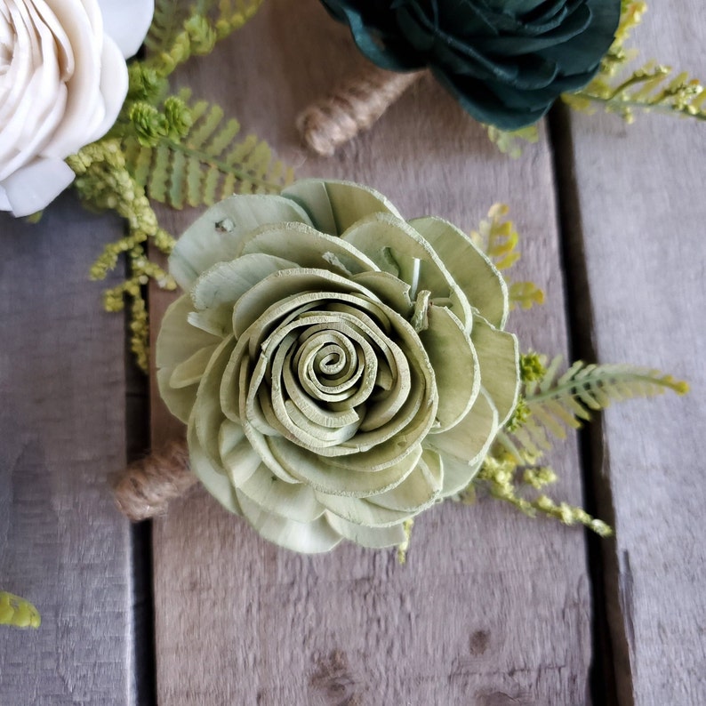 Wood Flower Bouquet, Sage Green Bridal Bouquet, Sage Wedding Bouquet, Wooden Flower Bouquet, Sage Wedding Flowers, Wood Bridesmaid Bouquet image 8