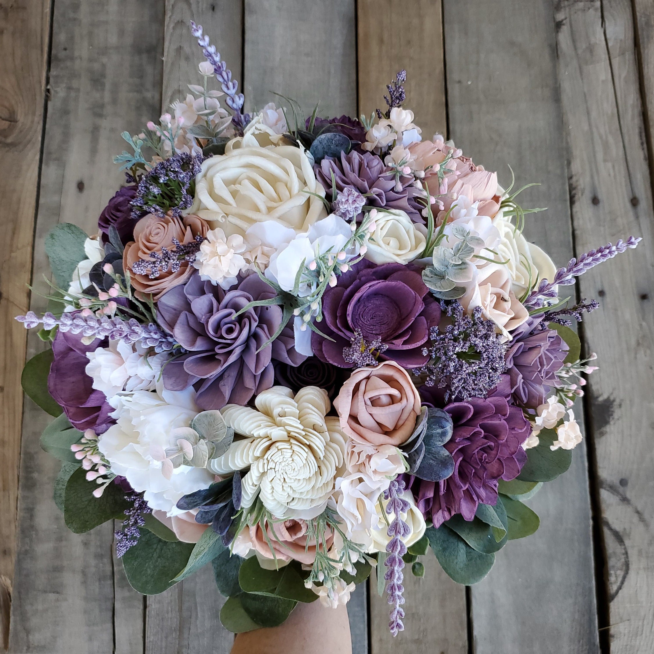 Sola Flower Bouquet Wood Flower Bouquet Lavender Bridal Bouquet Dried