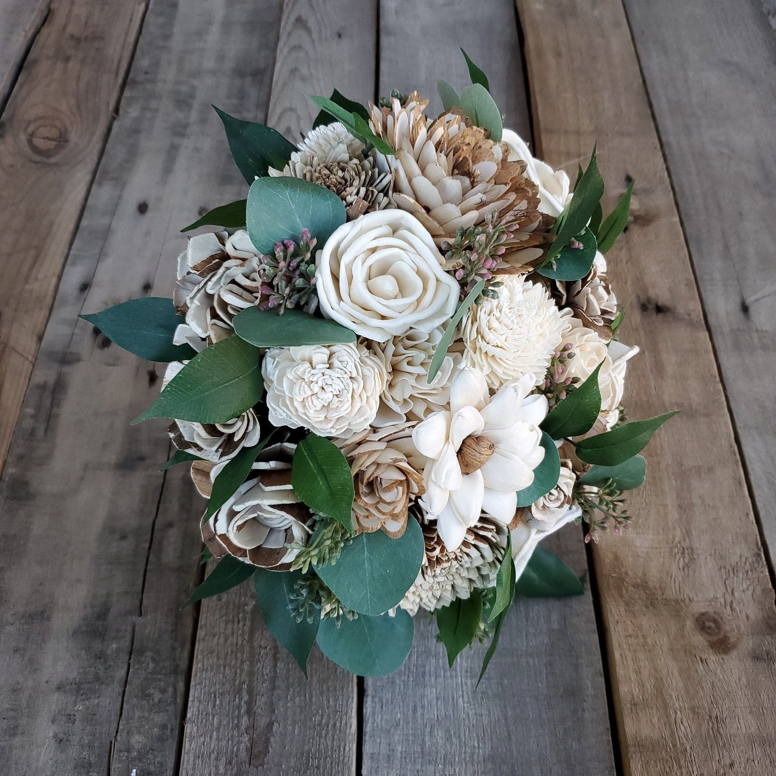 Wood Flower Bouquet Rustic Wedding Bouquets Wooden Flower Etsy