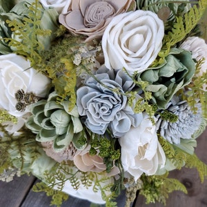 Wood Flower Bouquet, Sage Green Bridal Bouquet, Sage Wedding Bouquet, Wooden Flower Bouquet, Sage Wedding Flowers, Wood Bridesmaid Bouquet image 7