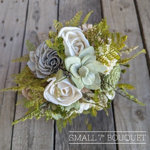 Wood Flower Bouquet, Sage Green Bridal Bouquet, Sage Wedding Bouquet, Wooden Flower Bouquet, Sage Wedding Flowers, Wood Bridesmaid Bouquet image 5