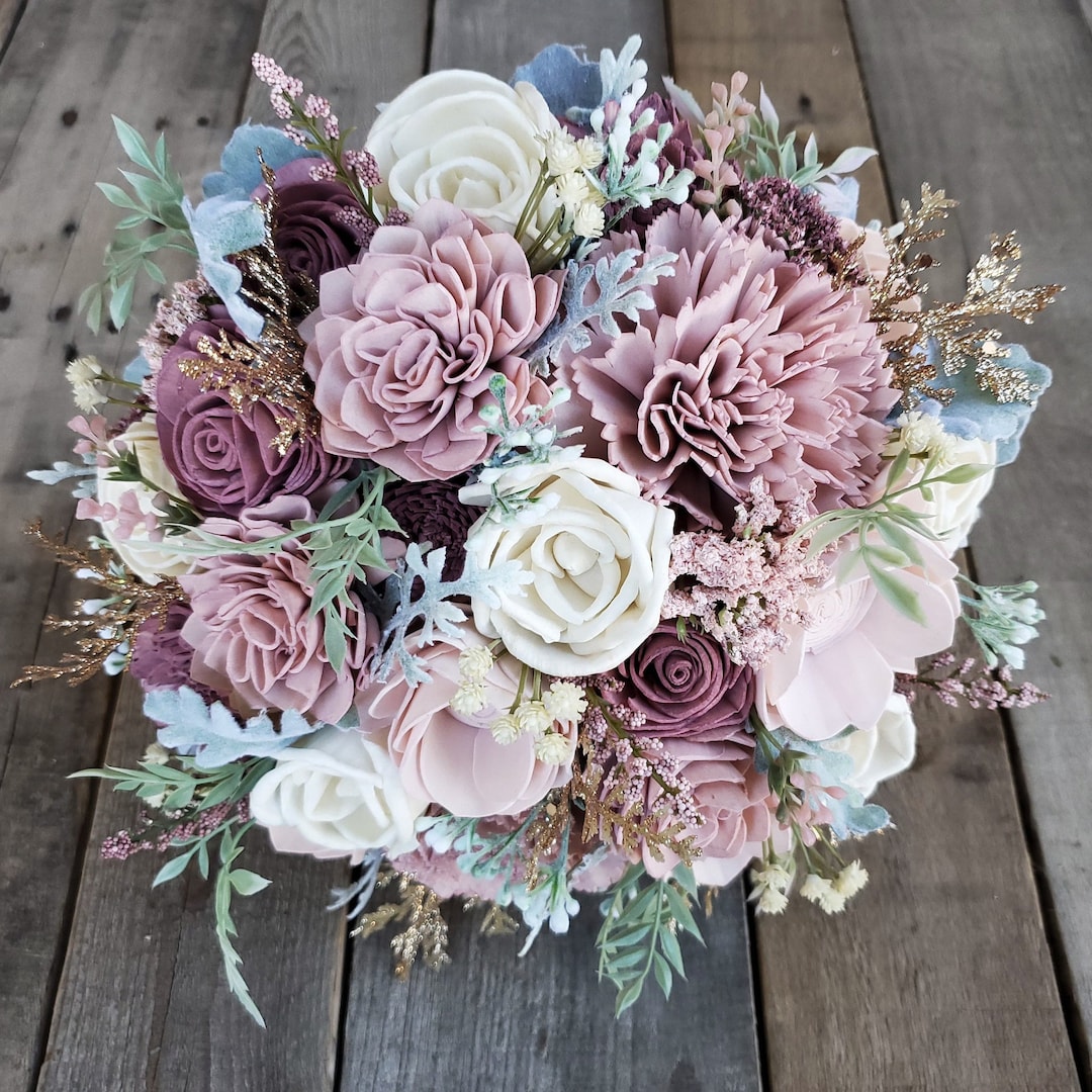 【希少品】Wedding Flowers Sola Flower Bouquet Wood Flower Bouquet Dusty Rose Wedding