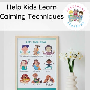Calming Techniques Children&#39;s Printable Poster, Calming Corner, Coping Skills for Kids, Classroom Materials, Playroom Decor Digital Download
