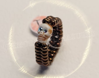 Skull Ring Available With or Without Rhinestone Eyes Comfy Stretch Ring Skull and Bones Halloween Jewelry Rocker Jewelry Gothic Jewelry