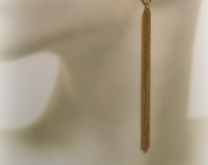 Gold Earrings/Duster Earrings/Gold Chain Earrings/Party Earrings/Gold and Crystal Jewelry/Tassel Earring/Dangle Earrings/Gift Boxed