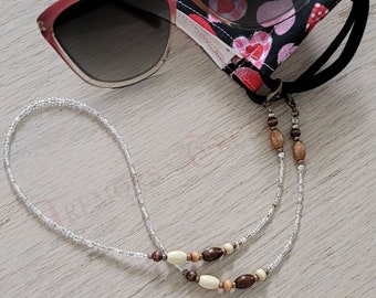 Convertible Lanyard for Glasses or Facemask Beaded Lanyard Mask Keeper Eyeglass Lanyard with Removable Rubber Eyeglass Grips