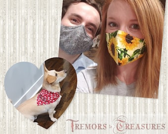 Pet Bandana-Facemask or both | Handmade to Order | Over-the-Collar Bandana | Available Matching Face Mask | Bulk order discounts available