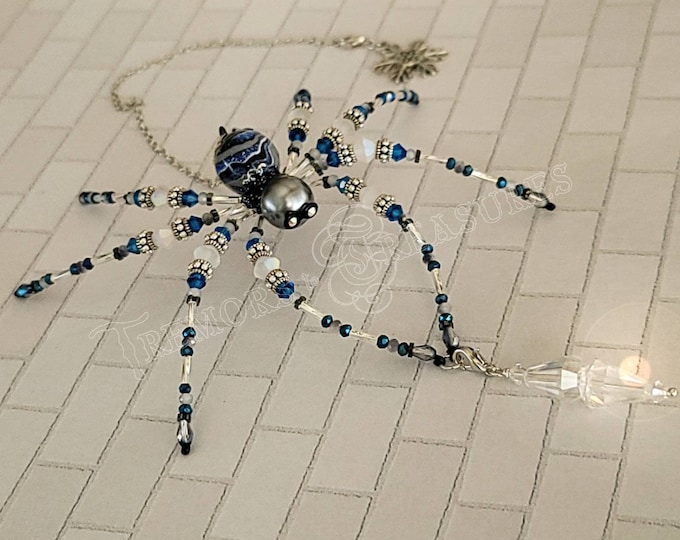 Stormy Spider | Crystal and Beaded Spider | Sun Catcher | Farmhouse Décor | Whimsical Housewarming Gift | Good Luck Symbol | Handmade in USA