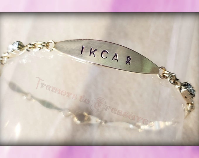 Gold and Rhinestone Cancer Warrior Bracelet, Cancer Survivor Jewelry, Cancer Inspiration and Awareness Jewelry, I K(icked) C(ancer's) A(ss)