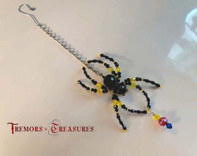 Favorite Team Colors Spider | Rear View Mirror Suncatcher | Handmade in your choice of colors | Steelers spider pictured | Ships from Ohio