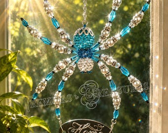 Turquoise and Silver Spider Sun Catcher: Home-Sweet-Home Decor