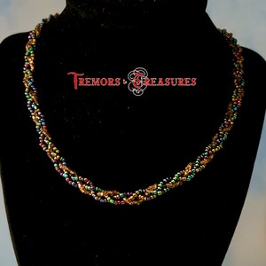 Braided Jewel Tone Beaded Necklace and Bracelet Set - Handmade in USA
