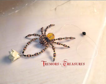 Halloween Spider & Ghost Charm | Handmade Spooky Decor | Whimsical Gift