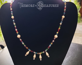 Pearl and Crystal Necklace | Swarovski Pearls and Bicone Crystals | Rainbow Colors | Fabulous Gift Idea | Made in the USA