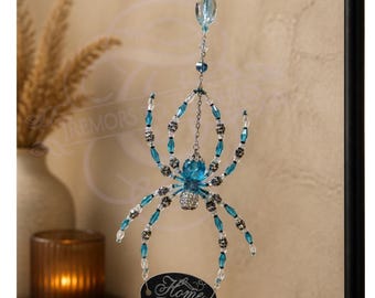 Handmade Beaded Spider Sun Catcher: Turquoise & Silver Home-Sweet-Home Decor