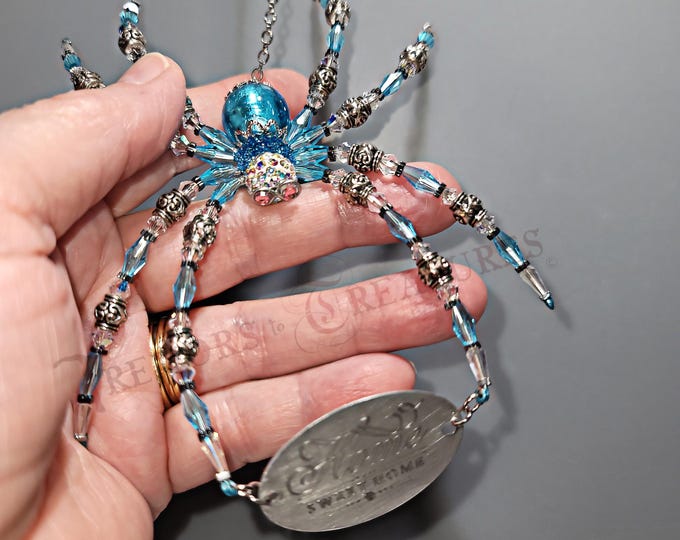 Home-Sweet-Home Sun Catcher | Harmony Good Luck Spider | Housewarming Gift | Handmade in the USA | Engraved Metal Tag | Farmhouse Decor