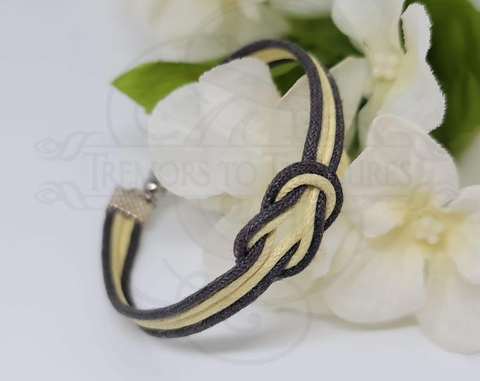 Grey & Yellow Knot Cord Bracelet: Boho Nautical Jewelry