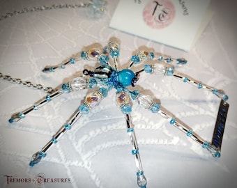 Namaste; Yoga Inspired Turquoise Spider; Good Luck Spider; Yoga Spider; Housewarming Gift; Sun Catcher; Spider with Glasses; Yoga