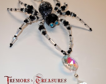 Prince Charming Black and Silver Spider | Spider Sun Catcher | Car Mirror Charm | Farmhouse Decor | Rearview Mirror Hanger | Spider Legend