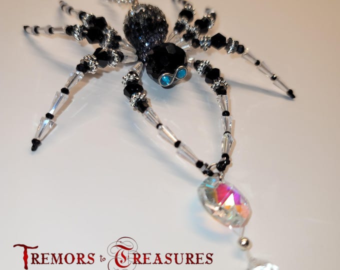 Prince Charming Black and Silver Spider | Spider Sun Catcher | Car Mirror Charm | Farmhouse Decor | Rearview Mirror Hanger | Spider Legend