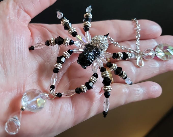 Black and Silver Spider | Spider Sun Catcher | Suncatcher | Farmhouse Decor | Rearview Mirror Hanger | Spider Legend