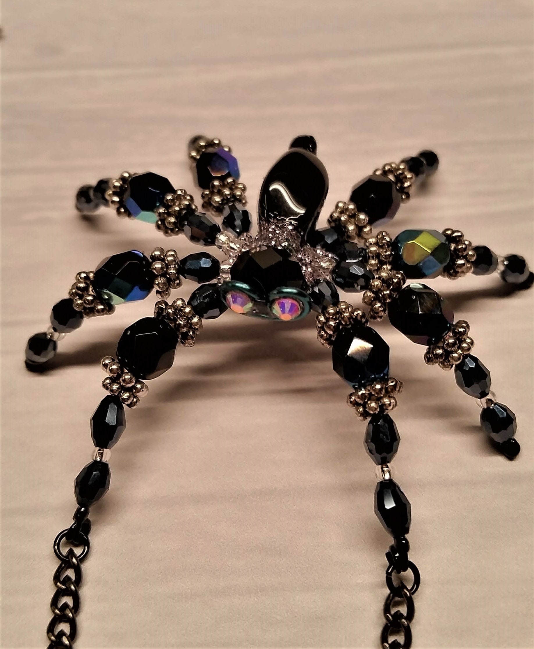 Crystal Spider Necklace; Goth Jewelry; Halloween Necklace; Handmade