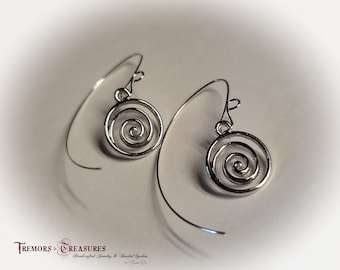 Silver Threader Earrings: Spiral Charm, Handmade Dangle Earrings
