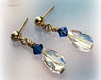 Swarovski Crystal Birthstone Earrings Swarovski Crystal Earrings Stud Earrings Petite Dangle Earrings Birthday Gift Made to Order Gift Boxed