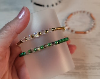Stretch Miyuki Bead Bracelets | Stacking Bangles | Beaded Stretch Bracelets | Gender Neutral | Stretch Jewelry | Lightweight