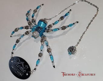 Handmade Beaded Spider Sun Catcher: Turquoise & Silver Home-Sweet-Home Decor