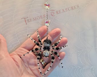 Prince Charming Black and Silver Spider | Spider Sun Catcher | Suncatcher | Farmhouse Decor | Rearview Mirror Hanger | Spider Legend