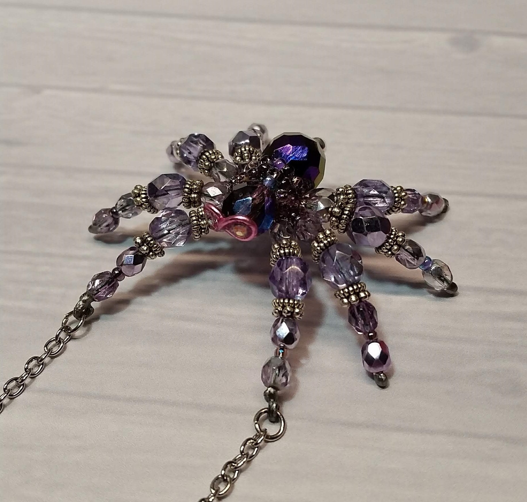 Spiders; Crystal Spider Necklace; Gothic Jewelry; Charming Spectacled