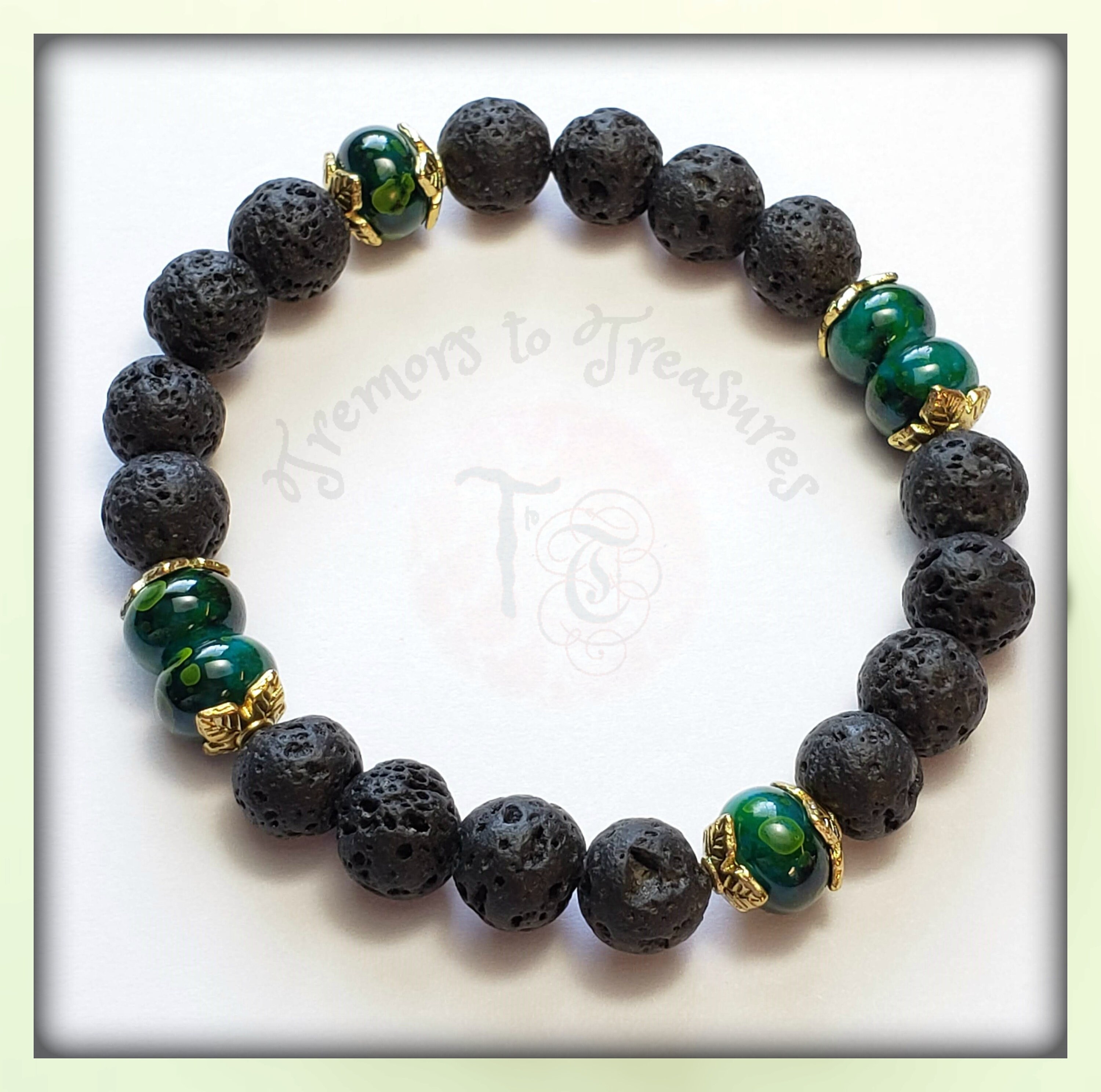 Black Lava Bead Bracelet; Stretch Lava Stone Bracelet; Diffuser