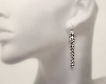 Crystal Waterfall Earrings | Formal Earrings | Bridal Earrings | Silver Rhinestone Earrings | Elegant Earrings | Special Occasion Jewelry