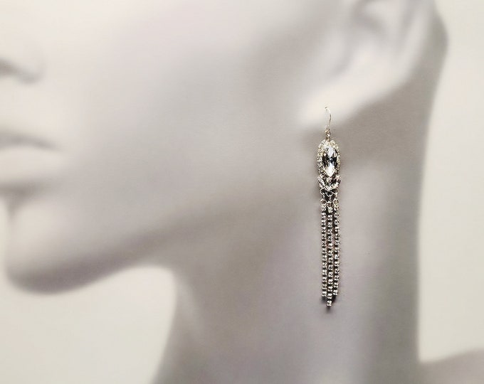 Crystal Waterfall Earrings | Formal Earrings | Bridal Earrings | Silver Rhinestone Earrings | Elegant Earrings | Special Occasion Jewelry