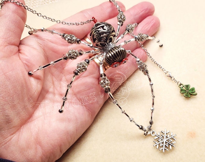 Fancy Filigree Spider Ornament, Beaded Spider, Good Luck Charm, Housewarming Gift, Christmas Spider Legend, Farmhouse Decor, Suncatcher