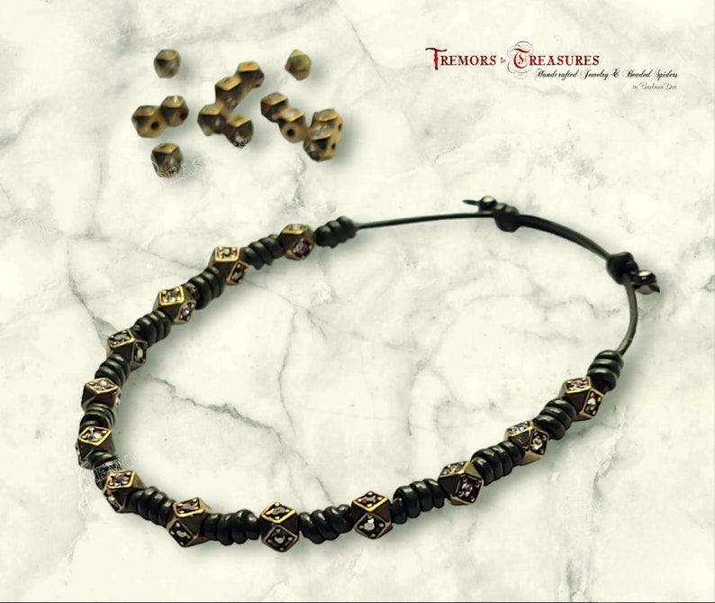 Sliding Knot Bracelet With Crystal Inlaid Brass Beads Surfer Jewelry