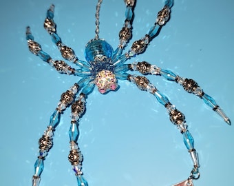 Namaste Handmade Crystal Spider Ornament: Turquoise & Silver Decor