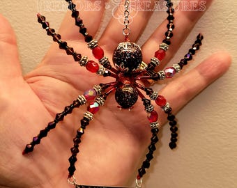 Roamy Red and Purple Spider | Spider Sun Catcher | Suncatcher | Farmhouse Decor | Rearview Mirror Hanger | Travel Companion | Spider Legend