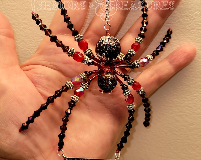 Roamy Red and Purple Spider | Spider Sun Catcher | Suncatcher | Farmhouse Decor | Rearview Mirror Hanger | Travel Companion | Spider Legend