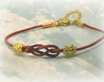 Small Leather Cord Sailors Knot Bracelet | Nautical Jewelry | Gift Idea | Available in a Variety of Colors | Silver or Gold Accents