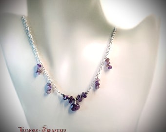 Tumbled Amethyst Nugget Necklace: Hematite Accents, February Birthstone