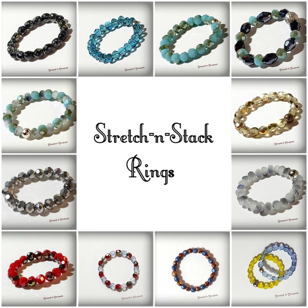 Comfort Stretch Rings, Stretch rings for arthritis sufferers, Beaded Stretch Rings, Stretch Stacking Rings, Stretch Rings for All Ages