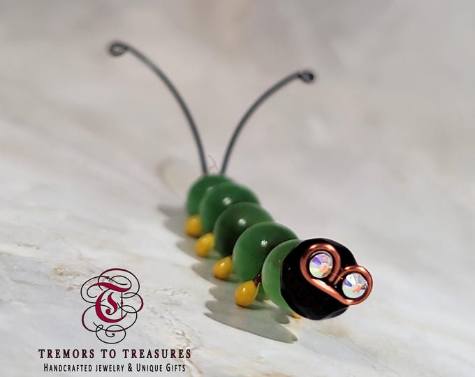 Glass Bead Caterpillar | Desk Buddy | Whimsical Beaded Bookworm