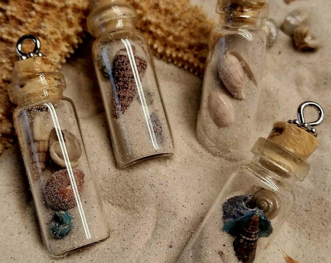 Beach in a Bottle Necklace: Fort Myers Shells and Sugar White Sand, Nautical Jewelry